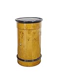 Antike Fundgrube Runder Nachtschrank im antiken Stil Wurzelholz-Furnier | Beistelltisch Nachttische | D: 50 cm (10347)