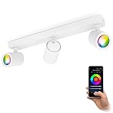 linovum TENJO Spotbalken 3 flammig weiß schwenkbar kompatibel mit Alexa & Google - WLAN Deckenlampe mit RGB GU10 Lampen RGB + Weißtö