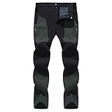 LUNULE Herren Wanderhose Winddicht Wasserdicht Arbeitshose Verdickte Warm Gefüttert Trekkinghose mit Taschen für Männer Lange Regular Fit Thermohose Herren Outdoor Fitness Softshellhose Tactical H