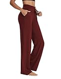 Sarin Mathews Damen Yoga-Sweathose mit weitem Bein, Lounge-Pyjama-Hose, bequemer Kordelzug, Trainingshose mit T