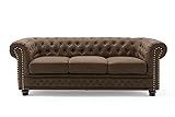 riess-ambiente.de Chesterfield 3er Sofa 200cm Vintage braun 3-Sitzer mit Knopfheftung und Federkern Couch Dreisitzer C