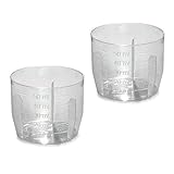 hitools 2X Kunststoff Messbecher - 50 ml - transparent - 5/10/15/20/25/30/35/40/45/50
