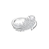 Swarovski Nice Motivring, Damenschmuck im Feder-Design mit Funkelnden Swarovsk