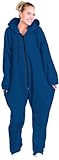 PEARL basic Einteiler Schlafanzug: Jumpsuit aus flauschigem Fleece, blau, Größe XXL (Overall Schlafanzug)
