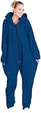 PEARL basic Einteiler Schlafanzug: Jumpsuit aus flauschigem Fleece, blau, Größe XXL (Overall Schlafanzug)