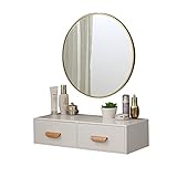 YI0877CHANG Frisierkommode Wandmontierter Schminktisch mit Spiegel Mode Makeup Ankleidekabinettschlafzimmer Kleinwohnung Mini Holz Kommode Kosmetiktisch (Color : Gold)