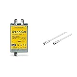 TechniSat TECHNIROUTER Mini 2/1x2 - Einkabellösung/Unicable & Goobay 60724 Sat Anschlusskabel, Antennenkabel, Koaxialkabel, F-Stecker auf F-Stecker,2-Fach geschirmt, 0,5m, 80 dB, weiß