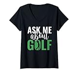 Damen Fragen Sie mich über Golf Golfen T-Shirt mit V