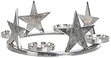 Brandsseller Adventskranz Ø 42 cm | Weihnachtskranz | Aluminium | Silber | S