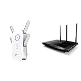 TP-Link RE655 WLAN Verstärker Repeater AC2600 (Dual-WLAN AC + N) & Archer C7 Dualband Gigabit WLAN-Router (1300Mbit/s + 450Mbit/s , 1750Mbps, 5 Gigabit LAN Port, 1 USB 2.0 Ports) schw