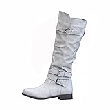 Geilisungren Winter Stiefeletten Damen Fell Boots Stiefel Keilabsatz Halbhohe Stiefel Damen Flach Biker Schlupfstiefel Vintage Schneestiefel Elegante Halbstiefel Freizeitschuhe Herbst W