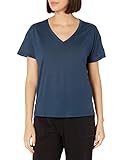 Jessica Simpson Sportswear Clarke Damen T-Shirt mit V-Ausschnitt, kurzärmelig, Damen, Kurze Ärmel, Clarke Short Sleeve V-Neck Casual Tshirt, Moonlit Ocean, S