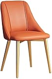 YCKL Gartenstuhl Küche Esszimmerstühle Modern Wasserdicht Pu.Leder Wohnstühle mit Metallbeinen und Rückenlehnenstühle (Farbe:Orange,Größe:Goldene Füße) einfache I