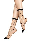 LORES Gemusterte Fancy Damensocken Kurz Sheer Pop Stocking Free-Size 20 DEN, Cuori N
