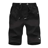 TIMEMEAN Shorts Herren Sommer Elastische Taille Baumwolle Fünf Cent Mit Gürtel Sport Kurze H