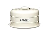 KitchenCraft Living Nostalgia Luftdichte Runde Kuchenvorratsdose, Kuchenglocke/Kuchenplatte zum Transportieren für Hobbybäcker, Tragegriff mit Deckel und Bodenplatte, 28,5 x 18 cm – Antique C