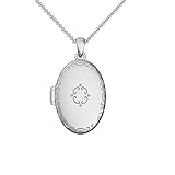 Medaillon oval groß Silber 925 Amulett antik Vintage (Mealion, Medallion) zum Öffnen antik, aufklappen, aufklappbar mit Kette für Foto Silber Kette 925 + inkl. Luxusetui FF102-3 SS92545