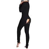 Bumplebee Jumpsuit Schlafanzug Damen Herren, Einteiliger Schlafanzug mit Geknöpfter Klappe für Erwachsene, Overall Pyjama Set Sleepwear für Herbst Winter Langarm Nachtw