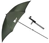 Zite Fishing Angelschirm-Set mit Schirmständer - Großer 250D Regenschirm Sonnenschirm mit Schirm-Stütze für Ang