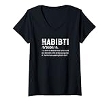 Damen Habibti Definition Arabische Paare Valentinstag T-Shirt mit V