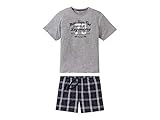 Livergy Herren Sommer Pyjama Kurze Schlafhose + Kurzarm Shirt ++Plussize++ Grau 4XL