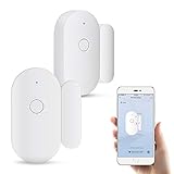 2 Packs Türsensor Door & Window Sensor Alarmanlage - Smarter Kontaktsensor für Türen Fenster Drahtlose Tür Fenster Benachrichtigung Alarm Tuya WLAN Türfenstersensor Haus Einbrecher S