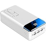 PIANAI Handy tragbare Powerbank 50000mAh Powerbank-Ladegerät/mit 3 Eingängen und 3 USB-Ausgängen und LED-Taschenlampe/USB-C-Powerbank,Weiß