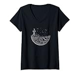 Damen Gärtner - Rasenmähen Astronaut Mond T-Shirt mit V