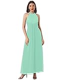 Agoky Damen Festlich Kleider Lange Abendkleider Spitzen Chiffon Cocktailkleider Neckholder Partykleid Swing Rock Hochzeits Brautkleider Mint Grün F 46