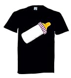 T-Shirt Flasche- NIPPEL- Formel- ROSA- Milch- Lebensmittel- WEIß- Trinken- ISOLIERT in Schwarz für Herren- D