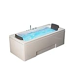 Luxus Whirlpool Badewanne Island 172 x 75 x 60 cm Wanne mit 8 Massage Düsen + LED - für Eckmontage rechts + links Hot Tub Eckwanne oder freistehend an nur 1 Wand Spa für 2