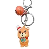 HJHJ Weihnachtsglocke Schlüsselanhänger Santa Snowman Elk Hanging Keyring- Geldbörse Handtasche Charme for Kinder Family Holiday Party (7 Arten) (Color : Bear)