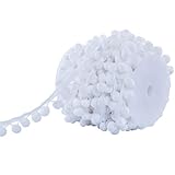 WELROG Borte Bommel Pompon-Borte Ball Fransen 10 Yards Pom Pom Trim Ribbon DIY Nähzubehör für Zuhause Vorhang Kleidung Kissen Party Dekoration (White)