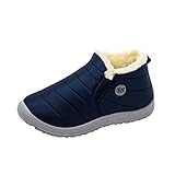 Dasongff Winterstiefel Damen Gefüttert Wasserdicht Winterschuhe Flach Rutschfeste Warme Schneestiefel Leicht Flache Bequem Kurze Stiefel Winter Stiefel Schlupfstiefel Walkingschuhe B