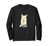 Lustiges Alpaka Lama mit Weinglas Vino Spruch Wein T-shirt Lang