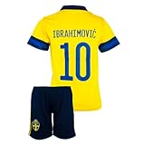 Molinka Kinder Fußball Trikot Deutschland Trikotset Komm mit Shorts Fußballfans für Jungen Baby Fußball T-Shirt (Schweden Heim Ibrahimovic, S (130-140cm))