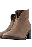 Ulla Popken Damen große Größen Übergrößen Plus Size Stiefeletten, Nappaleder, Innenzipper, Weite H Taupe 43 796628300-43