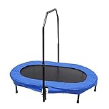 143 x 91cm Faltbares Fitness-Trampolin, Jumping Fitness Trampolin, Outdoor/Indoor Minitrampolin für Erwachsene und Kinder, Fitness-Rebounder mit verstellbarem Schaumstoffgriff, bis 100kg