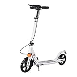 Roller Erwachsene, 200MM Big Wheel Scooter Tretroller für Jugendliche, Klappbar & Höhenverstellbar, Cityroller Mit Scheibenbremse, bis 120KG （Weiß）
