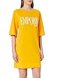 Emporio Armani Swimwear Womens Maxi T Lover Dress Shirt, Saffron/White Logo, L