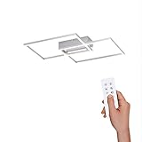LED Deckenlampe dimmbar, 50x42cm, Deckenleuchte mit 2 Leuchtrahmen | Farbtemperatur mit Fernbedienung einstellbar, warmweiss - kaltweiss | Deckenpanel mit Memory-Funktion für Wohnzimmer & Kü