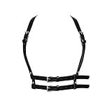TOFBS Punk Leder Körperkette Harness Gürtel Körper Brust Kette Schwarz Gothic Weste Gürtel Verstellbare Körperschmuck für Frauen Mädchen Cosplay Party Rave Halloween Kostüm (#1)