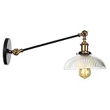 DMNSDD Verstellbare Schwenkarm-Wandleuchten, Kreative Klarglas-Schatten-Lesebeleuchtung, Metall-Wandleuchten für Schlafzimmer-Nachttisch,