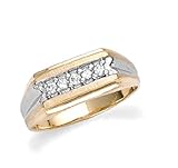 Little Treasures 9 Karat Gold Zwei Ton Zirkonia Herren Ring SII SII