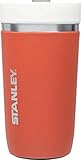 Stanley GO Ceramivac Thermo-Trinkbecher mit Keramik-Beschichtung, 0.47 L, salmon / lachsrot, Doppelwandig, Vakuumisoliert, Deckel verschließbar, Thermobecher Isolierbecher Kaffeeb