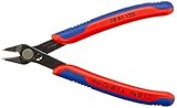 KNIPEX Electronic Super Knips, Elektronik-Seitenschneider für weiche Drähte und Lichtwellenleiter LWL, Rostschutz brüniert, 125 mm, 78 61 125