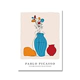 SJIBDJK Picasso Poster und Drucke Farbe Blumen in Einer Vase Linien Leinwand Malerei Skandinavische Wandkunst Für Wohnzimmer Wohnkultur Bilder 50x70cm x1 Kein R