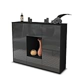 Stil.Zeit Highboard Kommode Manuela - Korpus Anthrazit matt - Front Hochglanz-Design Graphit (136x108x35cm) - Push-to-Open Technik & hochwertigen Leichtlaufschienen - Made in Germany