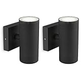 SSC-LUXon 2 Stück ESMO Aussenleuchte Wand LED Up Down mit GU10 LED Strahler 3W neutralweiß - Wandlampe 230V Aussen schwarz IP54