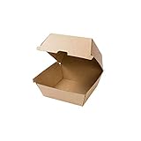 BIOZOYG Take Away Burger Box 300 Stück I robuste Burgerboxen mit hohem Klappdeckel I Hamburger Box aus Kraftkarton I stabile to Go Burger Verpackung Karton braun 13 x 14 x 8 cm I biologisch abbaub